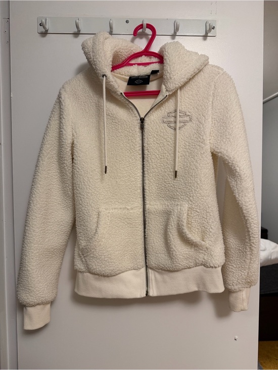 Harley-Davidson Sweaters - Harley-Davidson Cream Sherpa Zip-Up Hoodie Jacket